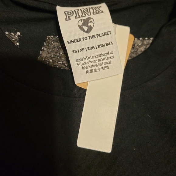 SZ XS VS PINK GOLD BLING SHINE CAMPUS TEE - Picture 5 of 5